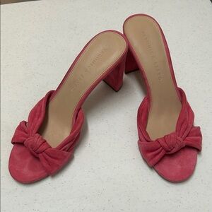 Veronica Beard Ganita Knotted Suede Block Heel Mules